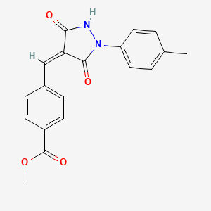 molecular formula C19H16N2O4 B5082586 methyl 4-[(Z)-[1-(4-methylphenyl)-3,5-dioxopyrazolidin-4-ylidene]methyl]benzoate 