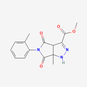 molecular formula C15H15N3O4 B5082689 Methyl 6a-methyl-5-(2-methylphenyl)-4,6-dioxo-1,3a-dihydropyrrolo[3,4-c]pyrazole-3-carboxylate 