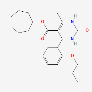 molecular formula C22H30N2O4 B5082773 Cycloheptyl 6-methyl-2-oxo-4-(2-propoxyphenyl)-1,2,3,4-tetrahydropyrimidine-5-carboxylate 