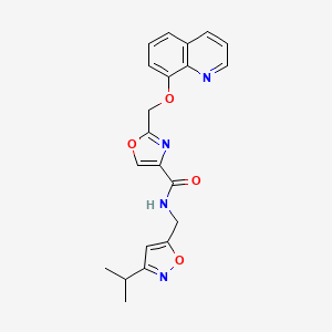 molecular formula C21H20N4O4 B5082795 N-[(3-isopropyl-5-isoxazolyl)methyl]-2-[(8-quinolinyloxy)methyl]-1,3-oxazole-4-carboxamide 