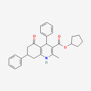 molecular formula C28H29NO3 B5082865 Cyclopentyl 2-methyl-5-oxo-4,7-diphenyl-1,4,5,6,7,8-hexahydroquinoline-3-carboxylate 