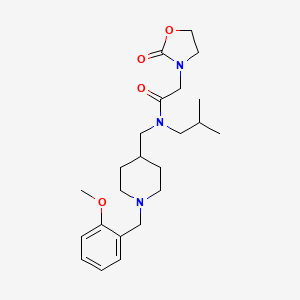 molecular formula C23H35N3O4 B5082886 N-[[1-[(2-methoxyphenyl)methyl]piperidin-4-yl]methyl]-N-(2-methylpropyl)-2-(2-oxo-1,3-oxazolidin-3-yl)acetamide 