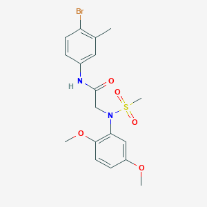 molecular formula C18H21BrN2O5S B5082954 N-(4-bromo-3-methylphenyl)-2-(2,5-dimethoxy-N-methylsulfonylanilino)acetamide 