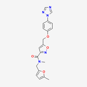molecular formula C20H19N5O4 B5083008 N-methyl-N-[(5-methyl-2-furyl)methyl]-5-{[4-(1H-1,2,4-triazol-1-yl)phenoxy]methyl}-3-isoxazolecarboxamide 