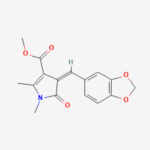 molecular formula C16H15NO5 B5083066 METHYL (4Z)-4-[(2H-1,3-BENZODIOXOL-5-YL)METHYLIDENE]-1,2-DIMETHYL-5-OXO-4,5-DIHYDRO-1H-PYRROLE-3-CARBOXYLATE 