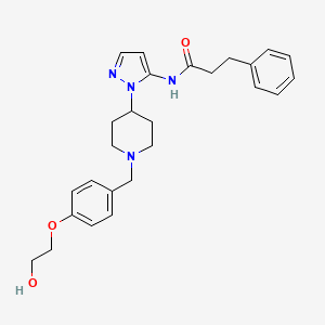 molecular formula C26H32N4O3 B5083101 N-[2-[1-[[4-(2-hydroxyethoxy)phenyl]methyl]piperidin-4-yl]pyrazol-3-yl]-3-phenylpropanamide 