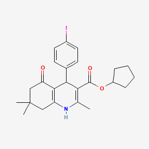 molecular formula C24H28INO3 B5083385 cyclopentyl 4-(4-iodophenyl)-2,7,7-trimethyl-5-oxo-1,4,5,6,7,8-hexahydroquinoline-3-carboxylate CAS No. 5477-18-9