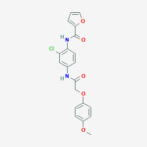 molecular formula C20H17ClN2O5 B508346 N-(2-chloro-4-{[(4-methoxyphenoxy)acetyl]amino}phenyl)-2-furamide CAS No. 625382-54-9