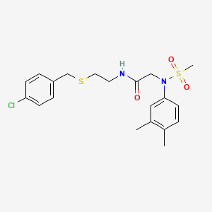 molecular formula C20H25ClN2O3S2 B5083465 N-[2-[(4-chlorophenyl)methylsulfanyl]ethyl]-2-(3,4-dimethyl-N-methylsulfonylanilino)acetamide 
