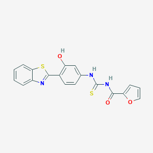 molecular formula C19H13N3O3S2 B508378 N-{[4-(1,3-benzothiazol-2-yl)-3-hydroxyphenyl]carbamothioyl}furan-2-carboxamide CAS No. 445416-94-4