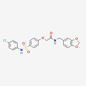 molecular formula C22H19ClN2O6S B5084354 N-(1,3-benzodioxol-5-ylmethyl)-2-[4-[(4-chlorophenyl)sulfamoyl]phenoxy]acetamide 