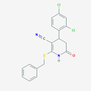 molecular formula C19H14Cl2N2OS B5084411 2-(Benzylsulfanyl)-4-(2,4-dichlorophenyl)-6-oxo-1,4,5,6-tetrahydropyridine-3-carbonitrile 