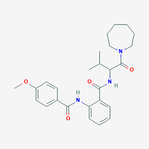 molecular formula C26H33N3O4 B5084525 N-[1-(Azepan-1-YL)-3-methyl-1-oxobutan-2-YL]-2-(4-methoxybenzamido)benzamide 
