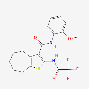 molecular formula C19H19F3N2O3S B5084564 N-(2-methoxyphenyl)-2-[(2,2,2-trifluoroacetyl)amino]-5,6,7,8-tetrahydro-4H-cyclohepta[b]thiophene-3-carboxamide 