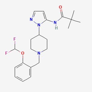 molecular formula C21H28F2N4O2 B5084628 N-[2-[1-[[2-(difluoromethoxy)phenyl]methyl]piperidin-4-yl]pyrazol-3-yl]-2,2-dimethylpropanamide 