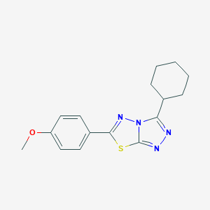molecular formula C16H18N4OS B508482 3-Cyclohexyl-6-(4-methoxyphenyl)-[1,2,4]triazolo[3,4-b][1,3,4]thiadiazole CAS No. 577765-51-6