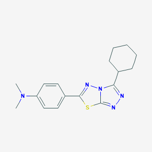 molecular formula C17H21N5S B508530 N-[4-(3-cyclohexyl[1,2,4]triazolo[3,4-b][1,3,4]thiadiazol-6-yl)phenyl]-N,N-dimethylamine CAS No. 577961-65-0