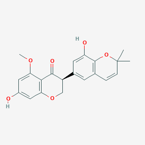 molecular formula C21H20O6 B050856 (S)-5-Methoxy-2,3-dihydro-3α-(8-hydroxy-2,2-dimethyl-2H-1-benzopyran-6-yl)-7-hydroxy-4H-1-benzopyran CAS No. 116709-69-4