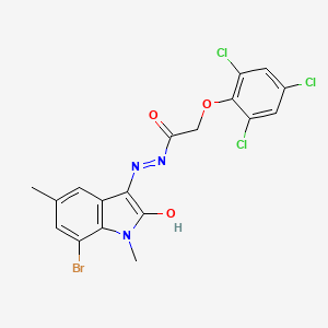 molecular formula C18H13BrCl3N3O3 B5085827 N'-[(3Z)-7-BROMO-1,5-DIMETHYL-2-OXO-2,3-DIHYDRO-1H-INDOL-3-YLIDENE]-2-(2,4,6-TRICHLOROPHENOXY)ACETOHYDRAZIDE 