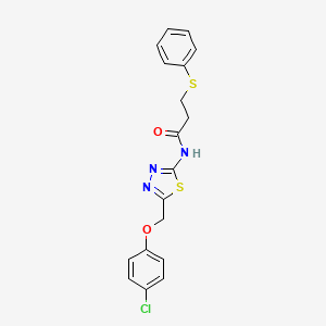 molecular formula C18H16ClN3O2S2 B5085828 N-{5-[(4-chlorophenoxy)methyl]-1,3,4-thiadiazol-2-yl}-3-(phenylsulfanyl)propanamide 
