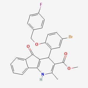 molecular formula C28H21BrFNO4 B5086199 METHYL 4-{5-BROMO-2-[(4-FLUOROPHENYL)METHOXY]PHENYL}-2-METHYL-5-OXO-1H,4H,5H-INDENO[1,2-B]PYRIDINE-3-CARBOXYLATE 