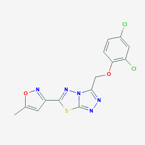 molecular formula C14H9Cl2N5O2S B508620 2,4-Dichlorophenyl [6-(5-methyl-3-isoxazolyl)[1,2,4]triazolo[3,4-b][1,3,4]thiadiazol-3-yl]methyl ether CAS No. 929967-65-7