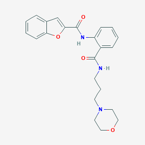 molecular formula C23H25N3O4 B508643 N-[2-({[3-(4-morpholinyl)propyl]amino}carbonyl)phenyl]-1-benzofuran-2-carboxamide CAS No. 924473-46-1