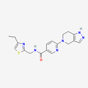 molecular formula C18H20N6OS B5086556 N-[(4-ethyl-1,3-thiazol-2-yl)methyl]-6-(1,4,6,7-tetrahydropyrazolo[4,3-c]pyridin-5-yl)pyridine-3-carboxamide 
