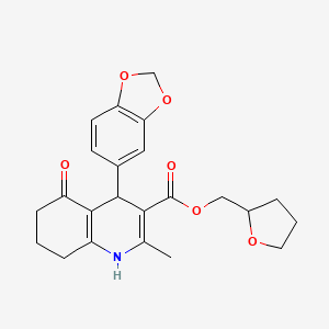 molecular formula C23H25NO6 B5086624 Tetrahydrofuran-2-ylmethyl 4-(1,3-benzodioxol-5-yl)-2-methyl-5-oxo-1,4,5,6,7,8-hexahydroquinoline-3-carboxylate 