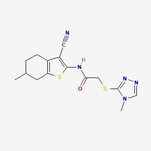 molecular formula C15H17N5OS2 B5086911 N-(3-cyano-6-methyl-4,5,6,7-tetrahydro-1-benzothiophen-2-yl)-2-[(4-methyl-4H-1,2,4-triazol-3-yl)sulfanyl]acetamide 