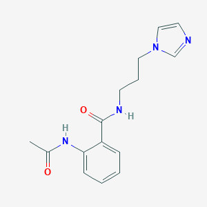 molecular formula C15H18N4O2 B508701 2-(acetylamino)-N-[3-(1H-imidazol-1-yl)propyl]benzamide CAS No. 947890-58-6