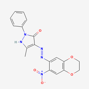 molecular formula C18H15N5O5 B5087066 3-methyl-1-phenyl-1H-pyrazole-4,5-dione 4-[(7-nitro-2,3-dihydro-1,4-benzodioxin-6-yl)hydrazone] 