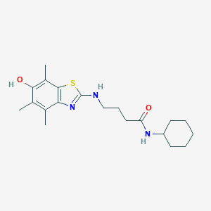 molecular formula C20H29N3O2S B050871 N-cyclohexyl-4-[(6-hydroxy-4,5,7-trimethyl-1,3-benzothiazol-2-yl)amino]butanamide CAS No. 120164-98-9