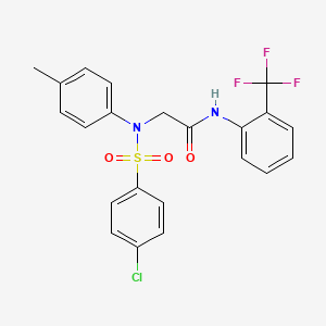 molecular formula C22H18ClF3N2O3S B5087507 2-(N-(4-chlorophenyl)sulfonyl-4-methylanilino)-N-[2-(trifluoromethyl)phenyl]acetamide 