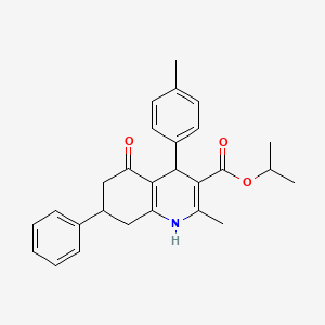 molecular formula C27H29NO3 B5087766 Propan-2-yl 2-methyl-4-(4-methylphenyl)-5-oxo-7-phenyl-1,4,5,6,7,8-hexahydroquinoline-3-carboxylate 