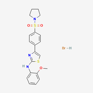 molecular formula C20H22BrN3O3S2 B5087812 N-(2-methoxyphenyl)-4-(4-pyrrolidin-1-ylsulfonylphenyl)-1,3-thiazol-2-amine;hydrobromide 