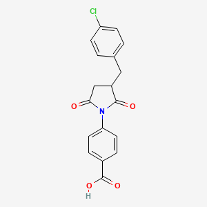 molecular formula C18H14ClNO4 B5087904 4-{3-[(4-Chlorophenyl)methyl]-2,5-dioxopyrrolidin-1-yl}benzoic acid 