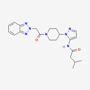 molecular formula C21H27N7O2 B5088159 N-{1-[1-(2H-1,2,3-benzotriazol-2-ylacetyl)-4-piperidinyl]-1H-pyrazol-5-yl}-3-methylbutanamide 