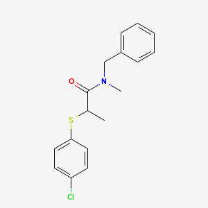 molecular formula C17H18ClNOS B5088307 N-benzyl-2-[(4-chlorophenyl)thio]-N-methylpropanamide 