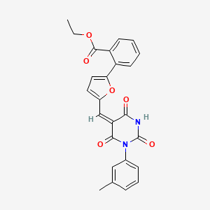 molecular formula C25H20N2O6 B5088381 ethyl 2-[5-[(E)-[1-(3-methylphenyl)-2,4,6-trioxo-1,3-diazinan-5-ylidene]methyl]furan-2-yl]benzoate 