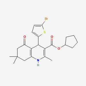 molecular formula C22H26BrNO3S B5088852 Cyclopentyl 4-(5-bromothiophen-2-yl)-2,7,7-trimethyl-5-oxo-1,4,5,6,7,8-hexahydroquinoline-3-carboxylate 
