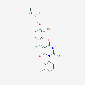 molecular formula C22H19BrN2O6 B5088887 methyl (2-bromo-4-{(E)-[1-(3,4-dimethylphenyl)-2,4,6-trioxotetrahydropyrimidin-5(2H)-ylidene]methyl}phenoxy)acetate 