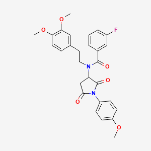 molecular formula C28H27FN2O6 B5088946 N-[2-(3,4-dimethoxyphenyl)ethyl]-3-fluoro-N-[1-(4-methoxyphenyl)-2,5-dioxopyrrolidin-3-yl]benzamide 