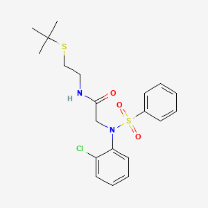 molecular formula C20H25ClN2O3S2 B5088963 2-[N-(benzenesulfonyl)-2-chloroanilino]-N-(2-tert-butylsulfanylethyl)acetamide 