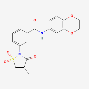 molecular formula C19H18N2O6S B5089230 N-(2,3-dihydro-1,4-benzodioxin-6-yl)-3-(4-methyl-1,1,3-trioxo-1,2-thiazolidin-2-yl)benzamide 