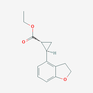 molecular formula C14H16O3 B050896 (1R,2R)-Ethyl 2-(2,3-dihydrobenzofuran-4-yl)cyclopropanecarboxylate CAS No. 452324-74-2