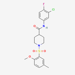 molecular formula C20H22ClFN2O4S B5090060 N-(3-chloro-4-fluorophenyl)-1-(2-methoxy-5-methylphenyl)sulfonylpiperidine-4-carboxamide 