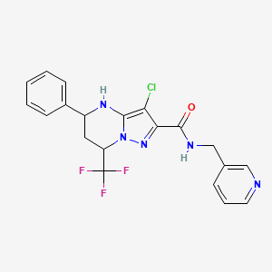molecular formula C20H17ClF3N5O B5090882 3-CHLORO-5-PHENYL-N-[(PYRIDIN-3-YL)METHYL]-7-(TRIFLUOROMETHYL)-4H,5H,6H,7H-PYRAZOLO[1,5-A]PYRIMIDINE-2-CARBOXAMIDE 