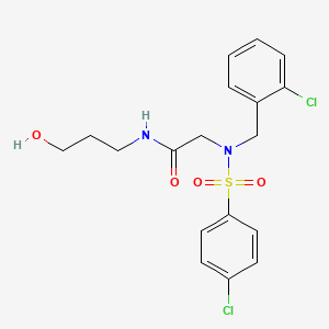 molecular formula C18H20Cl2N2O4S B5090917 N~2~-(2-chlorobenzyl)-N~2~-[(4-chlorophenyl)sulfonyl]-N-(3-hydroxypropyl)glycinamide 