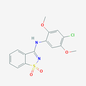 molecular formula C15H13ClN2O4S B509148 N-(4-chloro-2,5-dimethoxyphenyl)-1,1-dioxo-1,2-benzothiazol-3-amine CAS No. 801227-86-1